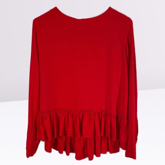 Anthropologie Cloth & Stone NWOT Open Back Red Blouse Top Tie-Back Raffle Size S - Picture 2 of 8